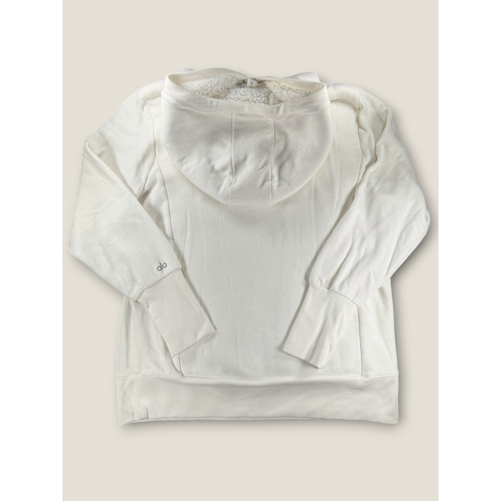Alo Yoga Hoodie Womens Small S Off White Sherpa Lined Hood Sweatshirt Fleece - Picture 6 of 6